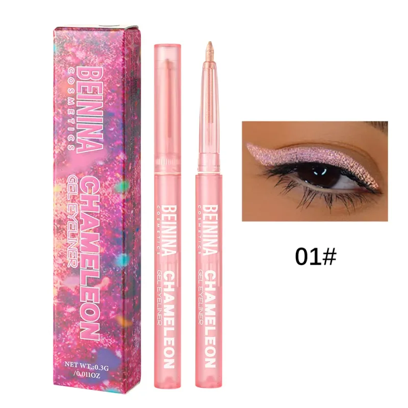 Shiny Chameleon Metallic Blue Eyeliner Gel Pen Eyeshadow Multicolor Eye Liner Pearlescent Polarized Glitter Eye Pigment Cosmetic