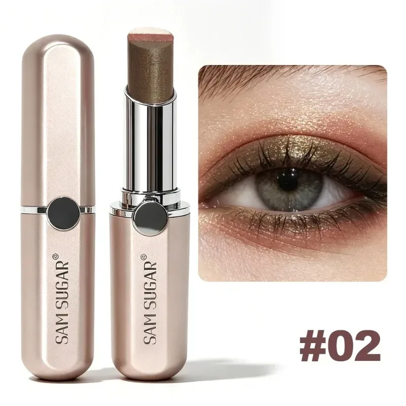Tricolor Eyeshadow Stick Glitter Highlight Contour Shadow Stick Μακιγιάζ ματιών Αδιάβροχο με λάμψη και διάρκεια μεταλλικό μακιγιάζ για σκιές ματιών — image 10