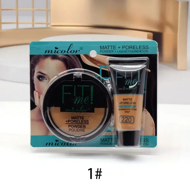 30ml base líquida pele escura dedicada fundação cosmética 30g micolor fit me 2 em 1 conjunto de pó sem poros de pele preta fosca