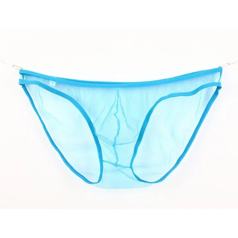 Men's Large Size Low Waist Mesh Briefs, Ultrathin Transparent Underwear, with U Convex Bag, Various Colors Available — image 8