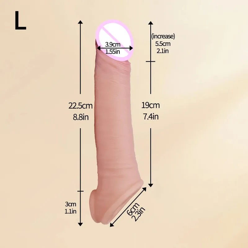 Realistic Reusable Penis Sleeve Thin Silicone Holster With Anti-snap Ring Cock Enlargement Extender For Men Delay Ejaculation — image 8