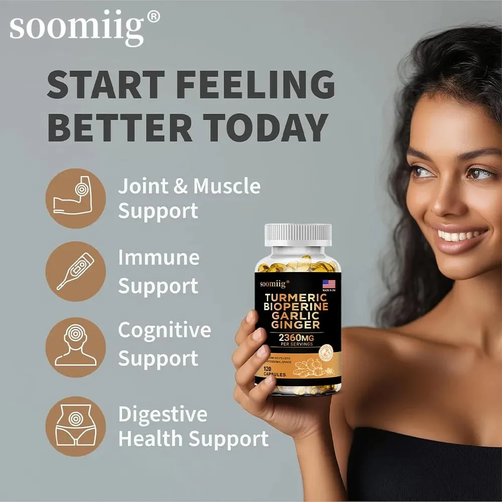 Turmeric Ginger Supplement with Garlic Curcumin Black Pepper Support Joint Health Promote Digestion and Boost Immune Health — image 6