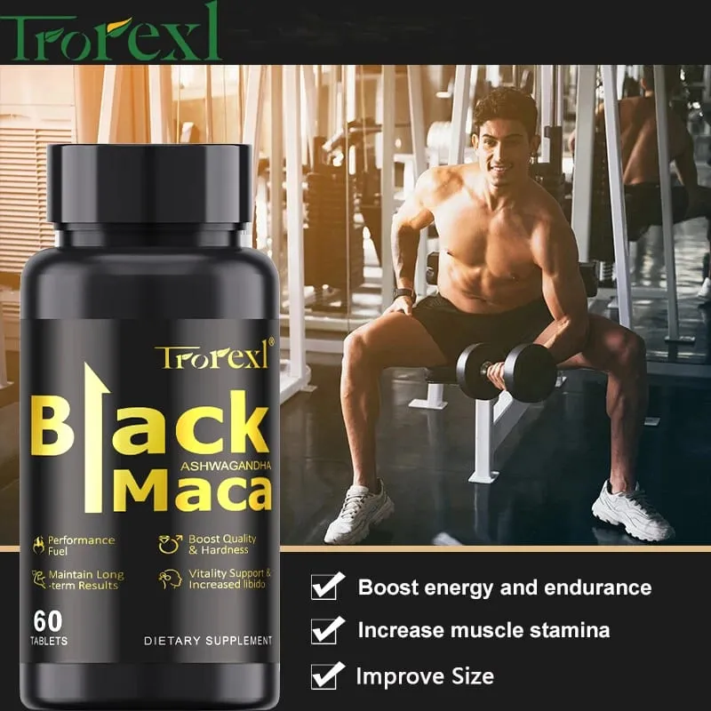 Organic Black Maca Pills 60 Tablets Ανδρικό συμπλήρωμα ενίσχυσης Βελτιώνει το μέγεθος Η αντοχή προάγει την υγιή ενέργεια