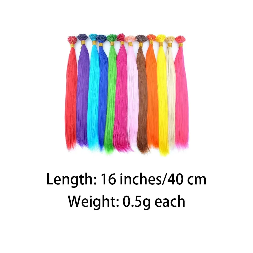 50 גדילים/אריזה סינטטי צבעוני I-Tip Stick תוספות שיער ישר 16 אינץ' לנשים סיבים בטמפרטורה גבוהה — image 4