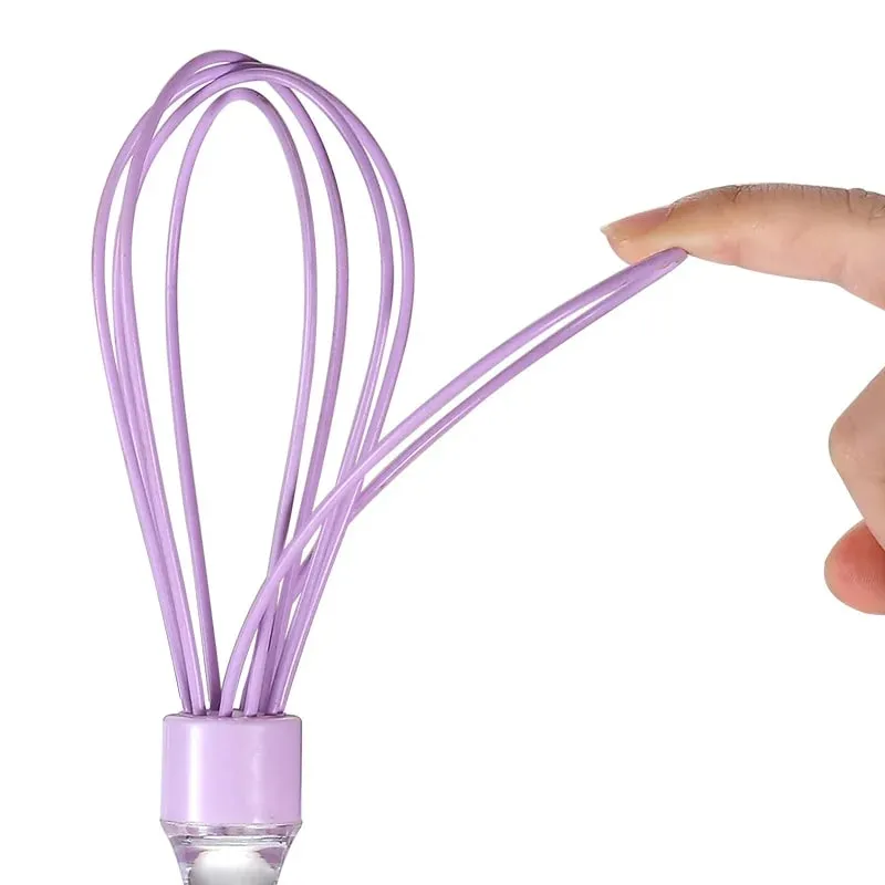 1 יחידה 10 אינץ' ידית שקופה ידנית מקצף ביצים סיליקון עוגת קרם מיקסר גאדג'ט לאפייה