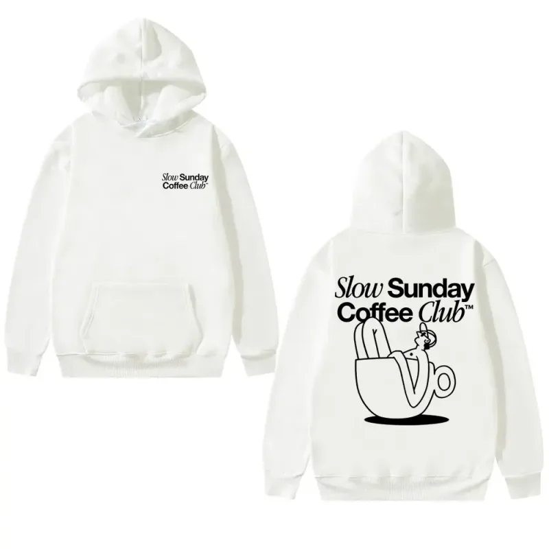 유니섹스 Slow Sunday 커피 클럽 까마귀 풀오버 Funny Meme 빈티지 캐주얼 스트리트웨어 스웨트, 다양한 색상 사용 가능 — image 3