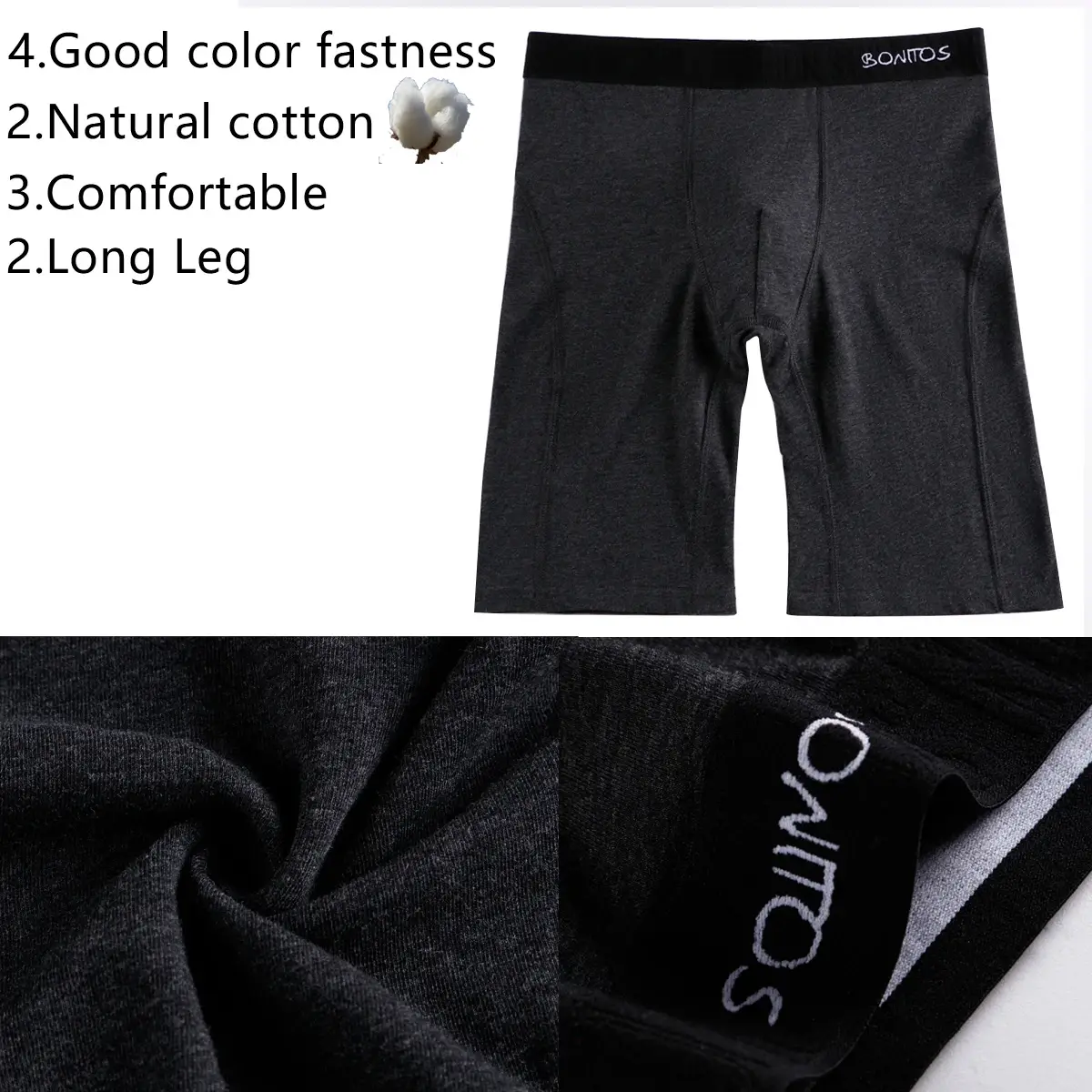 2 pz Confezione Gamba Lunga Boxer da Uomo Mutandine Kit Homme Mutande Boxer Slip Intimo per Uomo Cotone Maschile Sexy Set Box Palestra — image 3