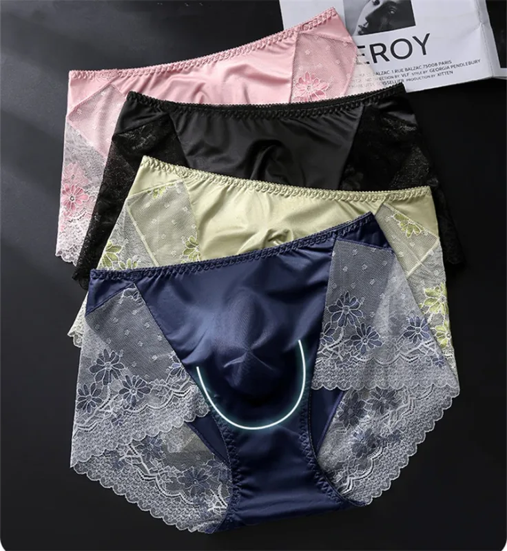 New Men's underwear Light luxury cuecas masculino adults 18 plus size satin lace 3D bag calzoncillos hombre sexys shopping tøy