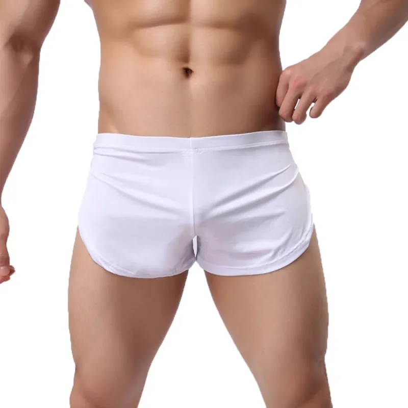 Homme culottes sous-vêtements boxeurs respirant hommes Boxer pyjamas côté fendu caleçon Cueca Homem Shorts vêtements de nuit — image 4