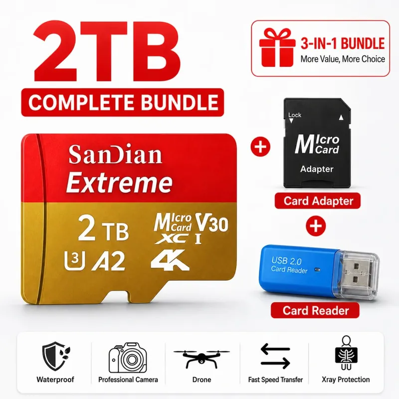 כרטיס מיקרו TF מהיר 128GB Class10 כרטיס פלאש 256GB כרטיס זיכרון 512GB לטאבלט לסמארטפון