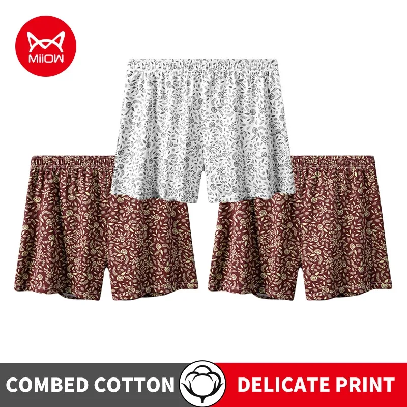 MiiOW 3Pcs Cotton Men Underwear Boxershorts Breathable Rose Print Man Underpants Skin-friendly Large Size Men's Shorts Panties — image 20