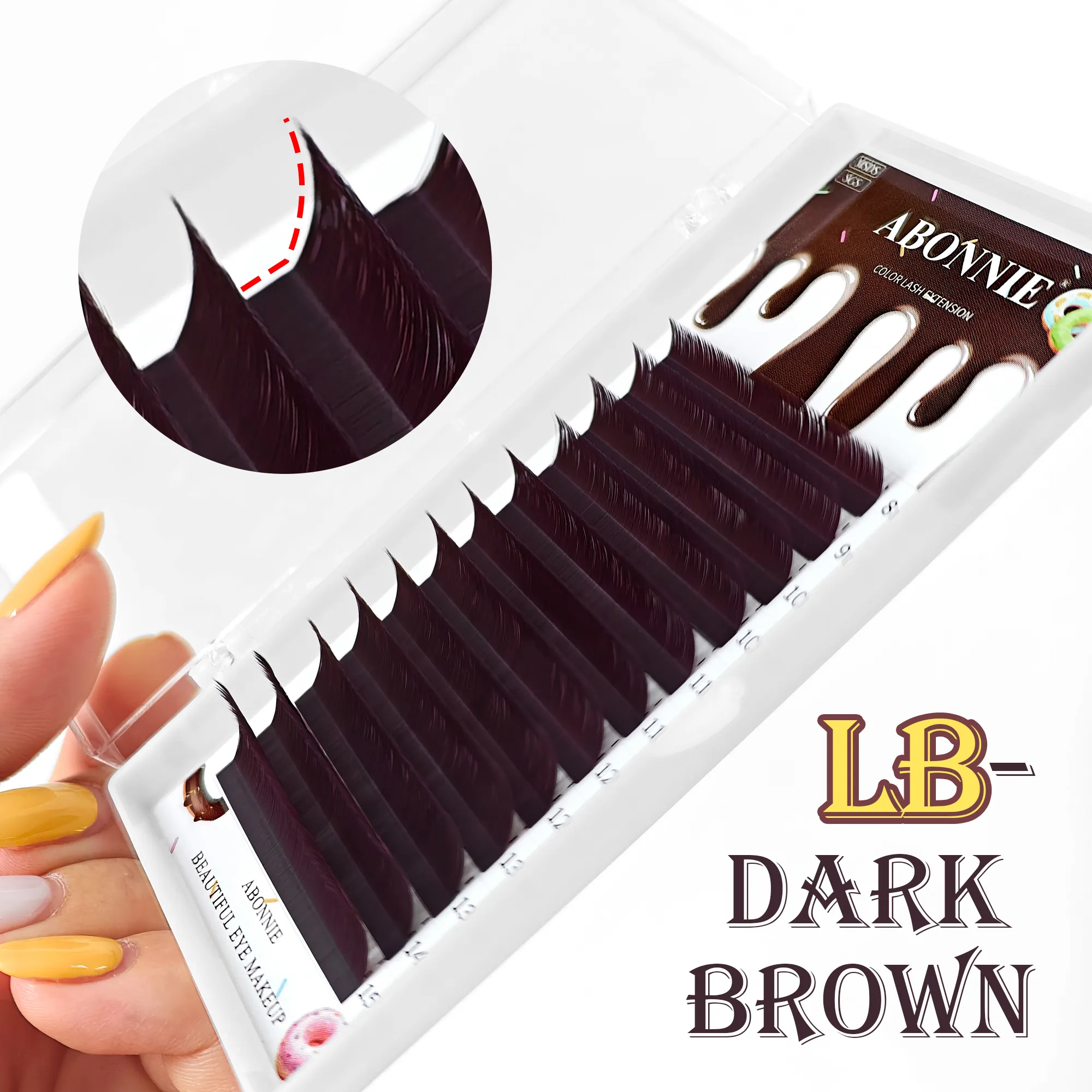 Abonnie LB Dark Brown Lashes Καφέ Χρώμα Classic Eyelash Extensions Foxy Eye Fluffy Individual Eyelashes — image 2