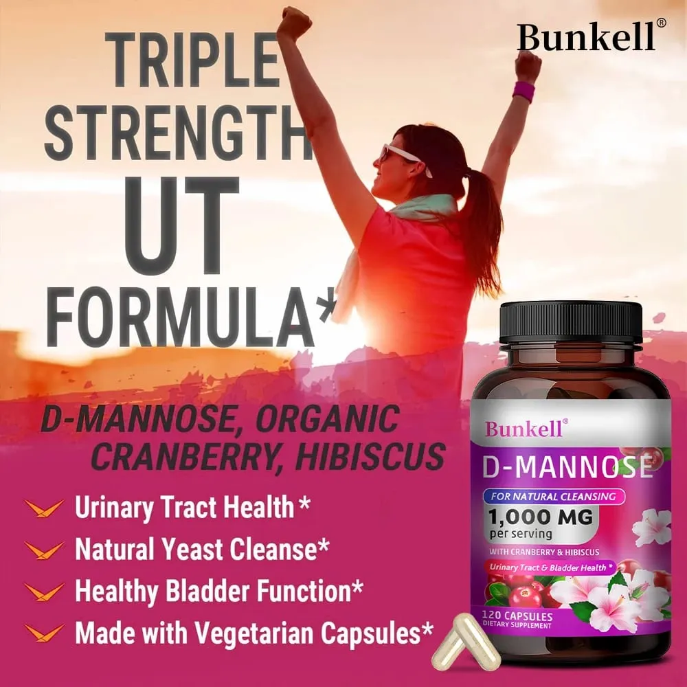 D-Mannose 1000mg קפסולות - חמוציות שן הארי היביסקוס תומכת בריאות שלפוחית השתן ניקוי פנימי וחיסוני — image 5