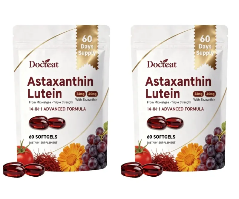 Η κάψουλα ασταξανθίνης και λουτεΐνης 60 Count με κουκούτσι σταφυλιού και εκχύλισμα σαφράν παρέχουν υποστήριξη για τη διατροφή των ματιών στο δέρμα και τις αρθρώσεις — image 8