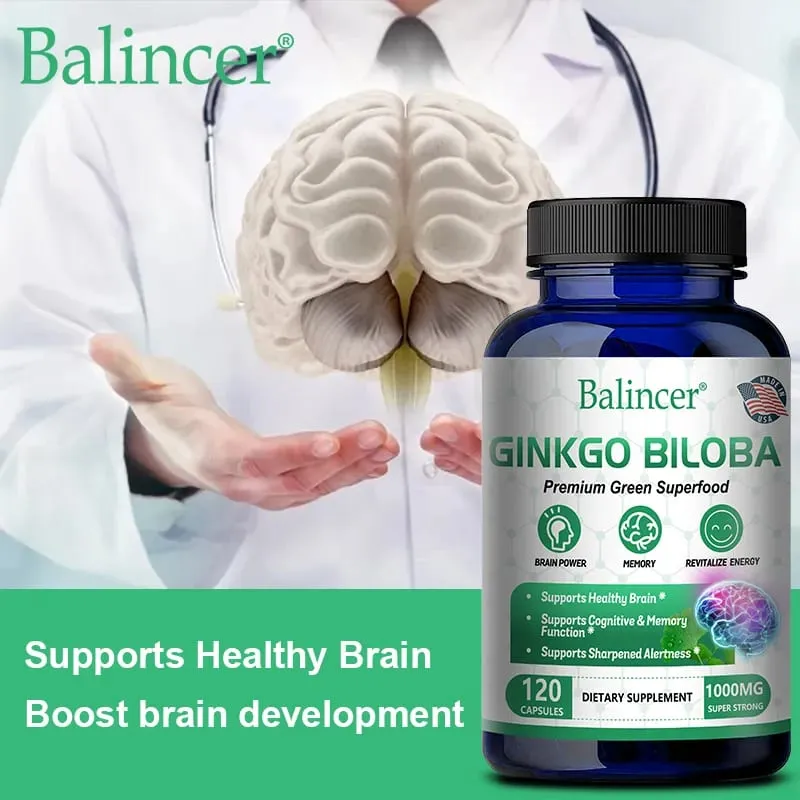 Ginkgo Biloba Extra Strength 1000mg ανά μερίδα - Υποστηρίζει τη λειτουργία του εγκεφάλου και την υποστήριξη της μνήμης 120 χορτοφαγικές κάψουλες — image 2