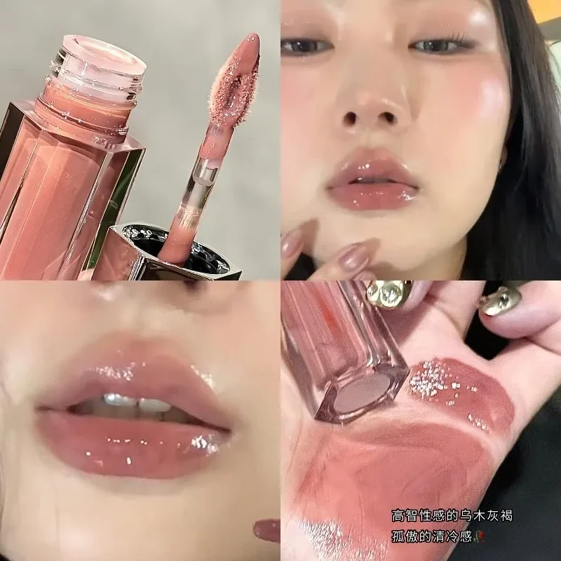 Ice Transparent Brown Lip Gloss Moisturizing Glossy Liquid Lipstick Water Light Glass Mirror Lip Glaze Long-lasting Beauty Lips — image 8