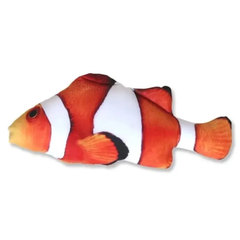 Νέο κούκλα Clownfish Throw Παιχνίδι Ψάρι Λούτρινη κούκλα 3D Μαξιλάρι ύπνου σε σχήμα ψαριού Δώρο Παιχνίδι Catnip Χριστουγεννιάτικο τέλειο μαξιλάρι για ζώα — image 2