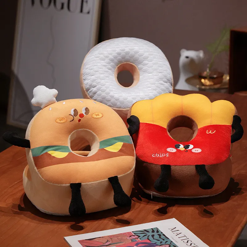 Hamburger Chips Μαξιλάρι ύπνου βελούδινο Kawaii Μαξιλάρι κινουμένων σχεδίων για καρέκλα γραφείου Μαξιλάρι μέσης πλάτης Καναπές διακόσμηση σπιτιού Παιδικά δώρα — image 2