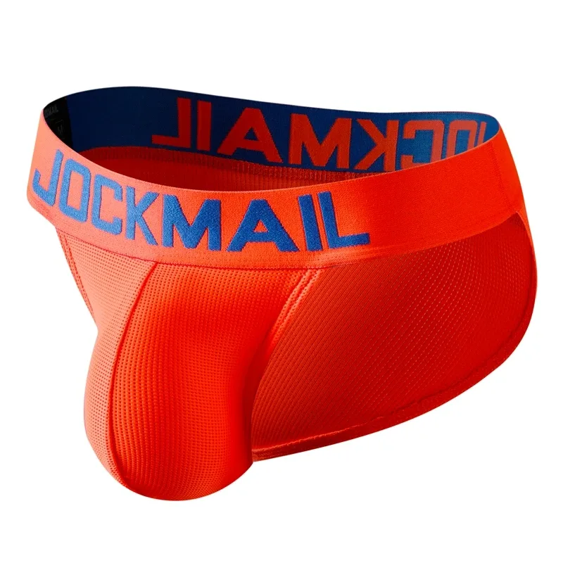 Jockmail Mans Underwear Gay Brief Nylon Mesh Sexy Low Waist Ropa Interior Hombre Letter Embroidery Sissy Panties Male Lingerie