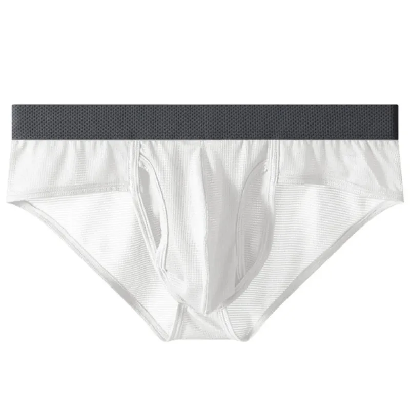 Thin Underpants Summer Thin Briefs Men Side Opening Breathable Men Ice Silk Panties Splicing Lingerie Seamless Underwear Men