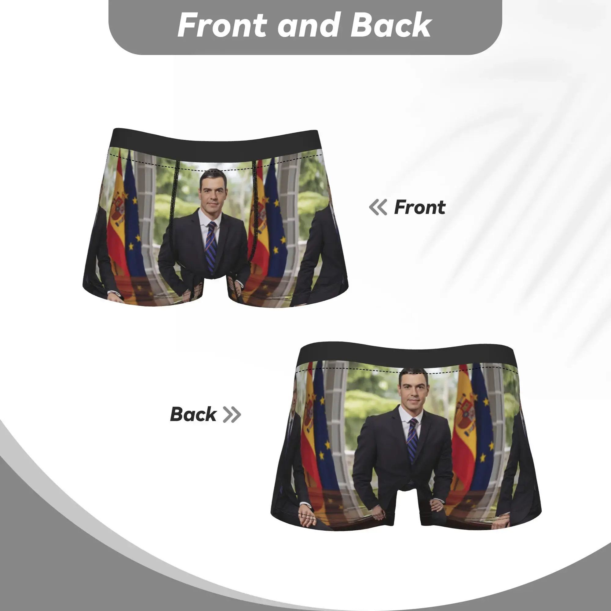 Pedro Sanchez Underwear Printing Trunk Hot Sale Men's Panties Novelty Boxer Brief Birthday Gift — image 4