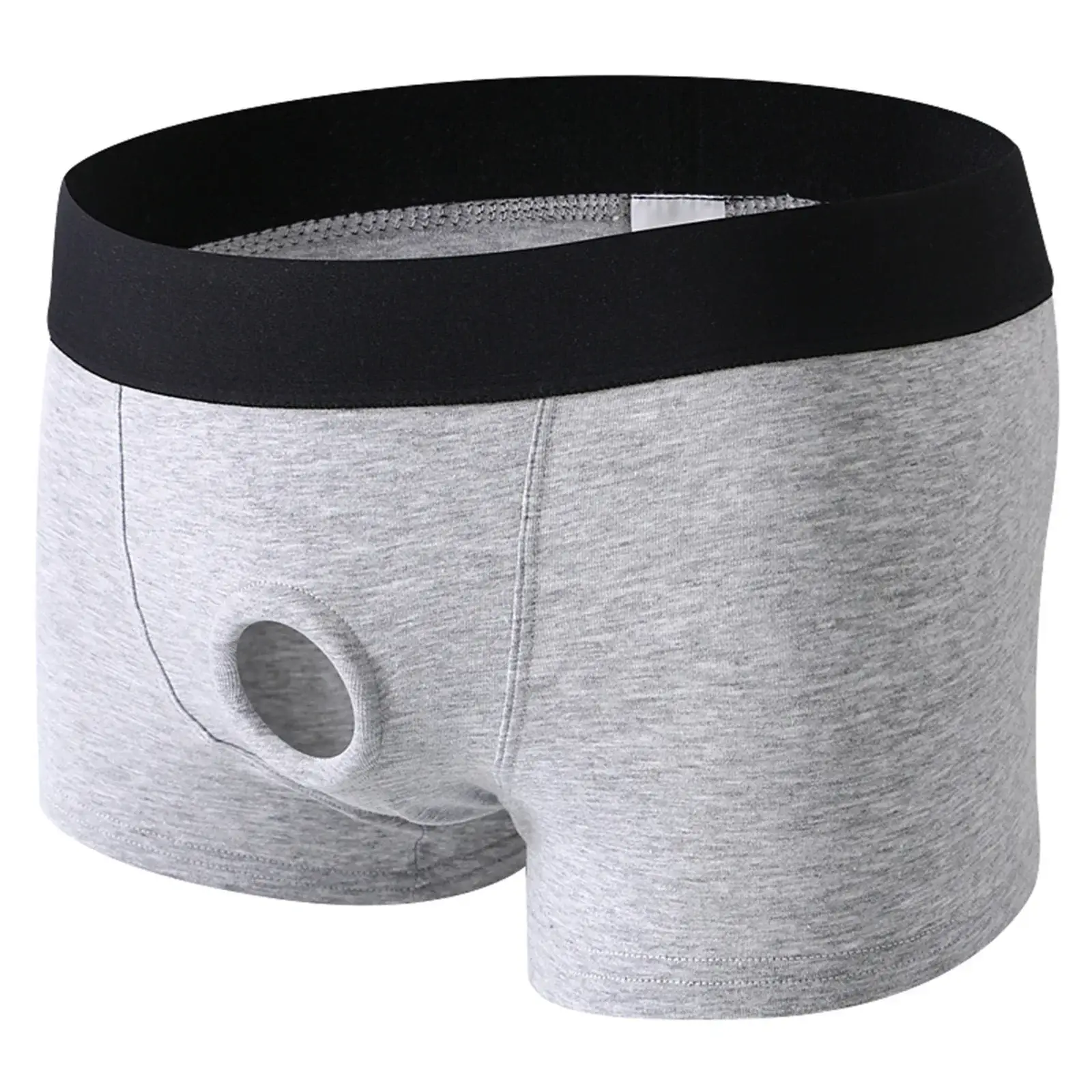 Mens Cotton Underwear Soft Open Pouch Hole Boxer Shorts Cock Ring Silicone Ring Sexy Boxer Briefs Erotic Panties Trunks Stretchy — image 14