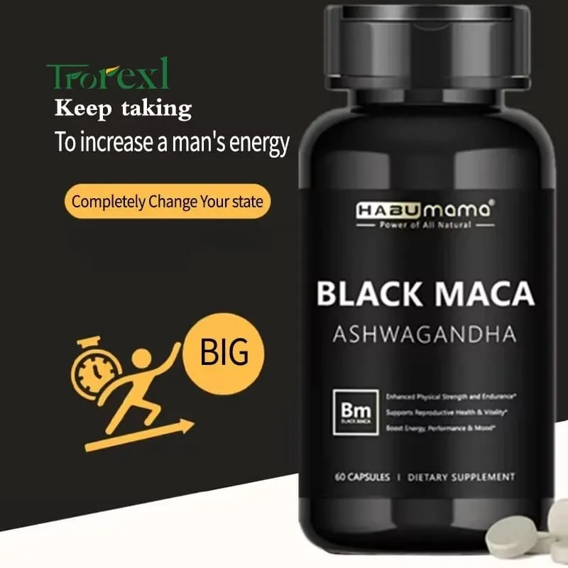 Organic Black Maca -60 Tablets 100% Pure Non-GMO Υποστηρίζει την αναπαραγωγική υγεία Φυσικό Energizer Stamina Enhancer Performance
