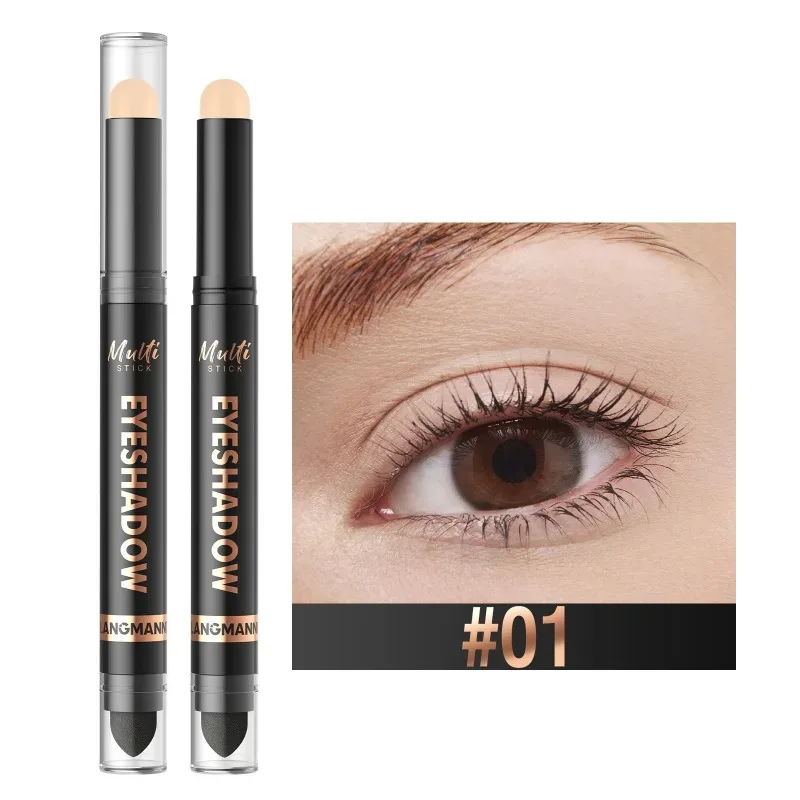 16 Χρώματα Double Head Eyeshadow Stick Pearlescent Shimmer Brown Υψηλή αδιάβροχη κρέμα ματιών μολύβι ματιών μακράς διαρκείας μακιγιάζ