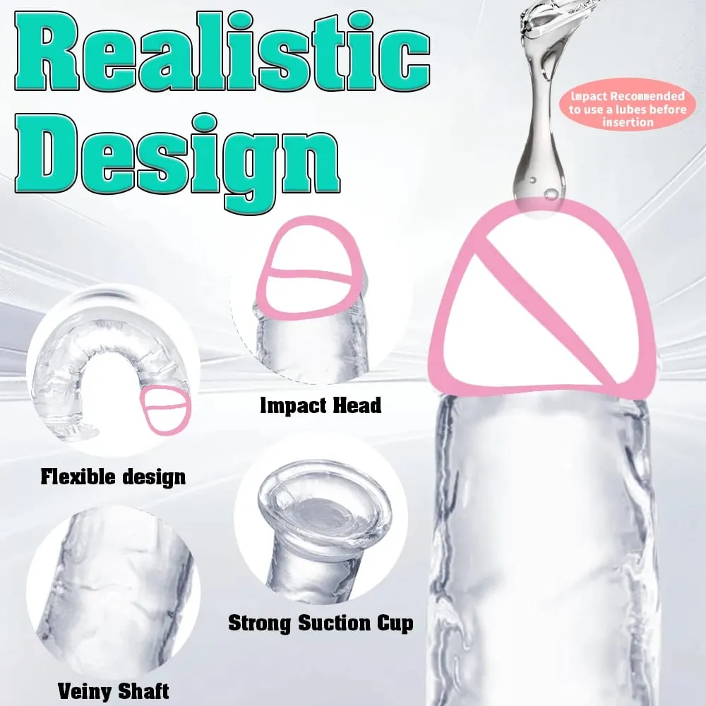 Διαφανές Big Dick 6 μεγεθών Realistic Jelly Dildo Μαλακοί κολπικοί αυνανιστές Γυναικείες γκέι πέους πρωκτικά παιχνίδια σεξουαλικής βεντούζας — image 4
