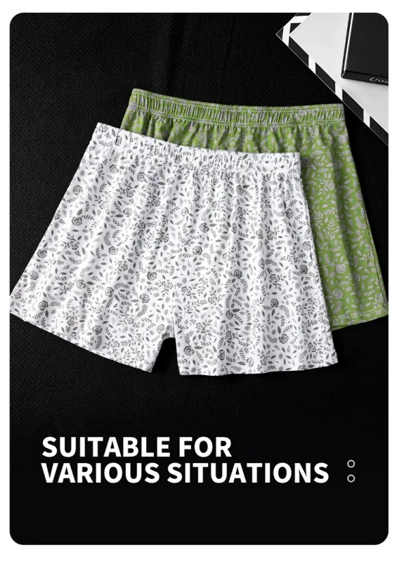 MiiOW 3Pcs Cotton Men Underwear Boxershorts Breathable Rose Print Man Underpants Skin-friendly Large Size Men's Shorts Panties — image 12