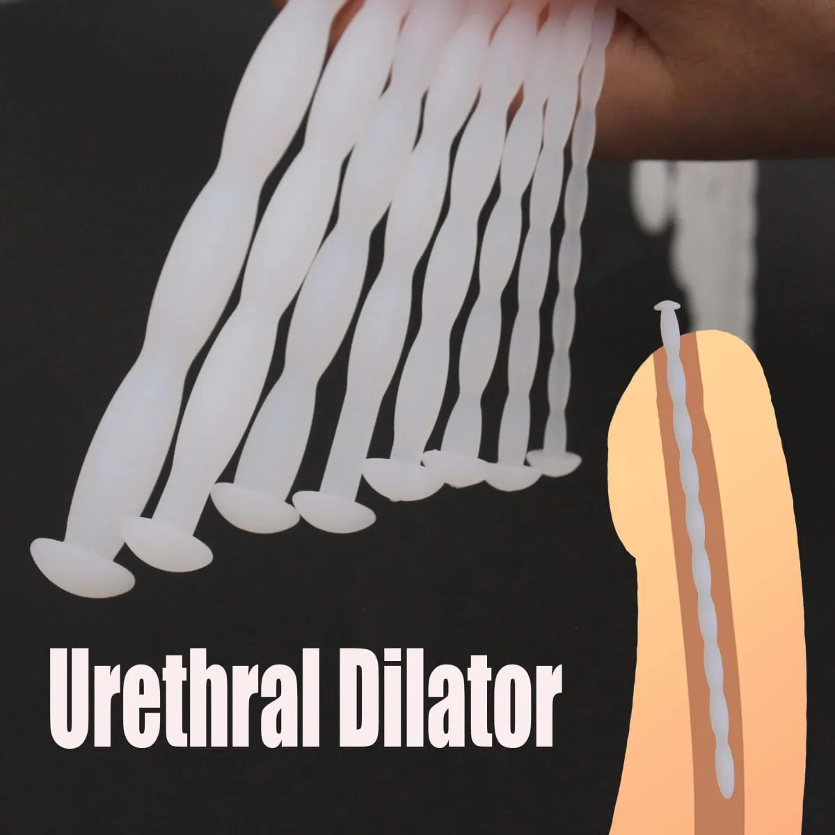 Manyjoy 8 Sizes White Wave Shape Silicone Urethral Dilator Male Masturbation Blockage Stimulator Catheter Adult Sex Toys for Men — image 2