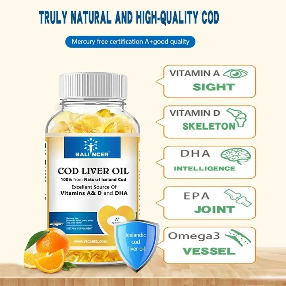 Extra-strength Formula Cod Liver Oil Contains Vitamins A D EPA and DHA Supports Heart Brain Immune Joint and Eye Health