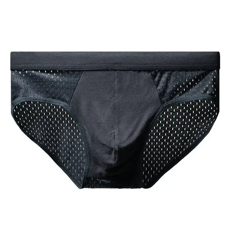 Sous-vêtements pour hommes, culotte triangulaire fine et respirante, slip en soie glacée, en maille, pantalon d'angle carré Sexy pour hommes