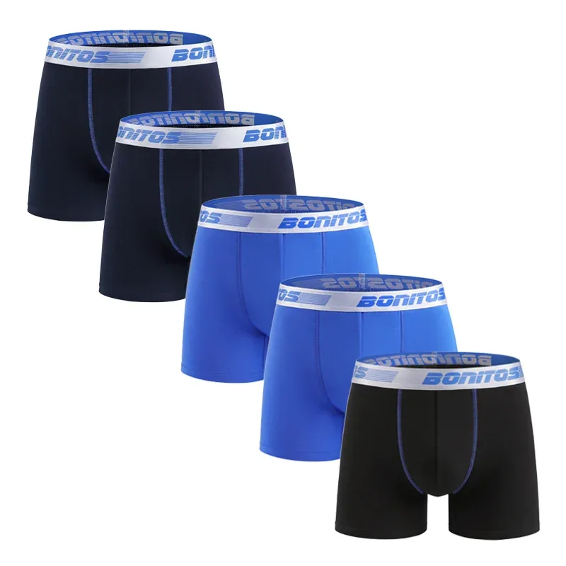 5pcs Men's Underpants Cotton Boxer Briefs Classic Men Panties BONITOS Letter Elastic Waistband Boxers Underwear For Man Shorts