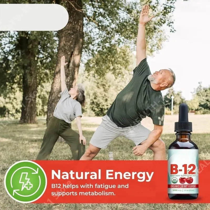 Vitamin B12 Drops 5000mcg Methylcobalamin B12 Liquid Sublingual Supplement Vegan Sugar Free Daily Daily Nutritional Support 60ml