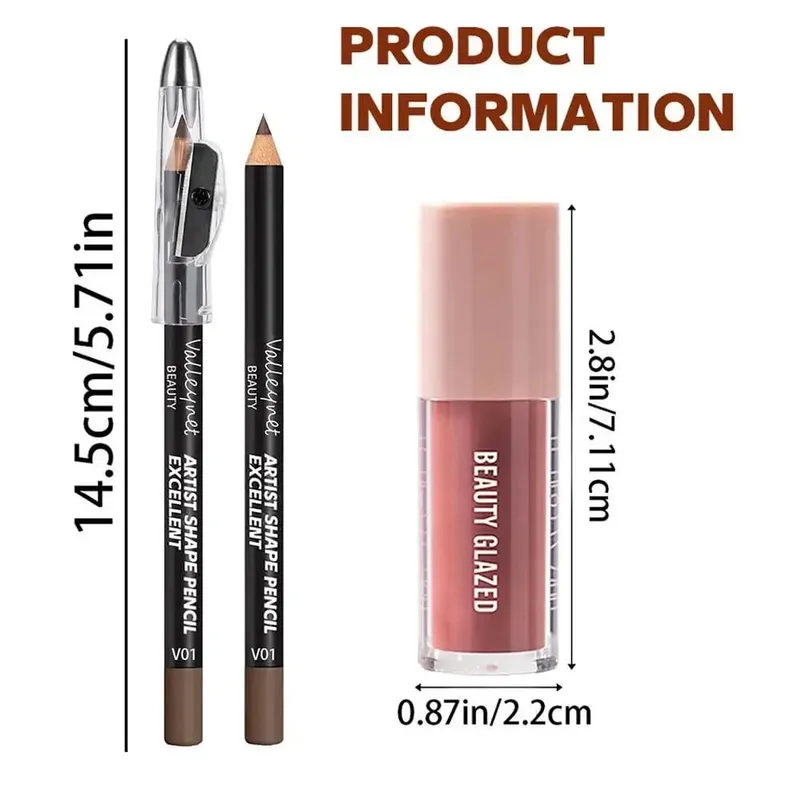 2Pcs/Set Precision Lip Kit Duo -Creamy Liner with Built-in Sharpener & Moisturizing Liquid Lipstick - Defined Contour Makeup Set — image 5