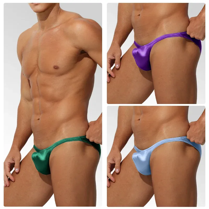 Low Waist Ice Silk Satin Men's Underwear Tight Fit Sport StyleJJ Boosting Luxury Sensual Briefs Youth Nylon Spandex — image 11