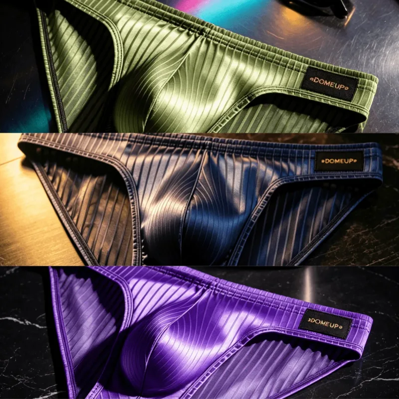 3PCS Men's Briefs Vertical Stripe Fabric Pouch Slim Fit Light Breathable Daily Casual Underwear Daily Casual Underwear for Men — image 2