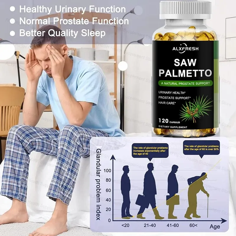 Συμπλήρωμα για την υγεία των μαλλιών Saw Palmetto Capsules High Potency for Prostate Urinary Tract — image 3