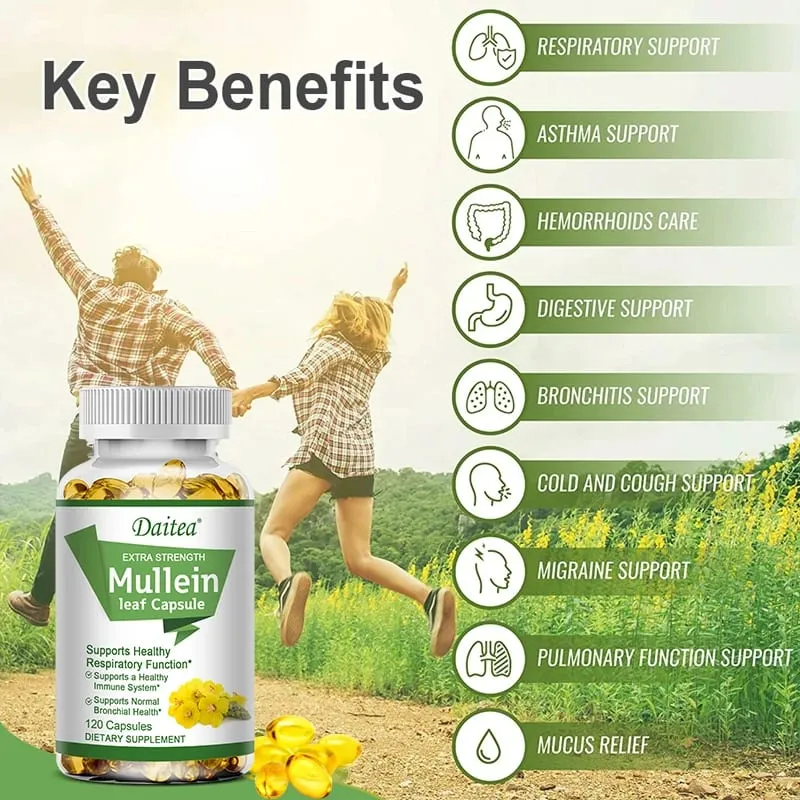 Mullein Extract Capsules Suitable For Lung & Bronchial Cleanse for Smokers - Respiratory Health Support Gut Health — image 5