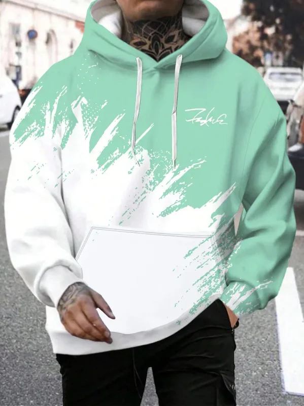 Moda gradiente impressão masculina hoodies engraçado 3d carta padrão camisolas de grandes dimensões outono e inverno casual pulôver roupas masculinas