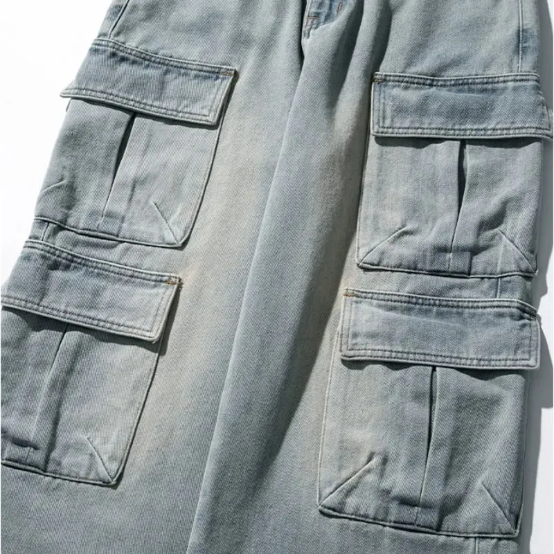 Gothic Harajuku Y2K Multi-Pocket Washed Black Jeans Ανδρικό Φαρδύ παντελόνι Drag Hip Hop Rap 90s Spice Girls — image 2