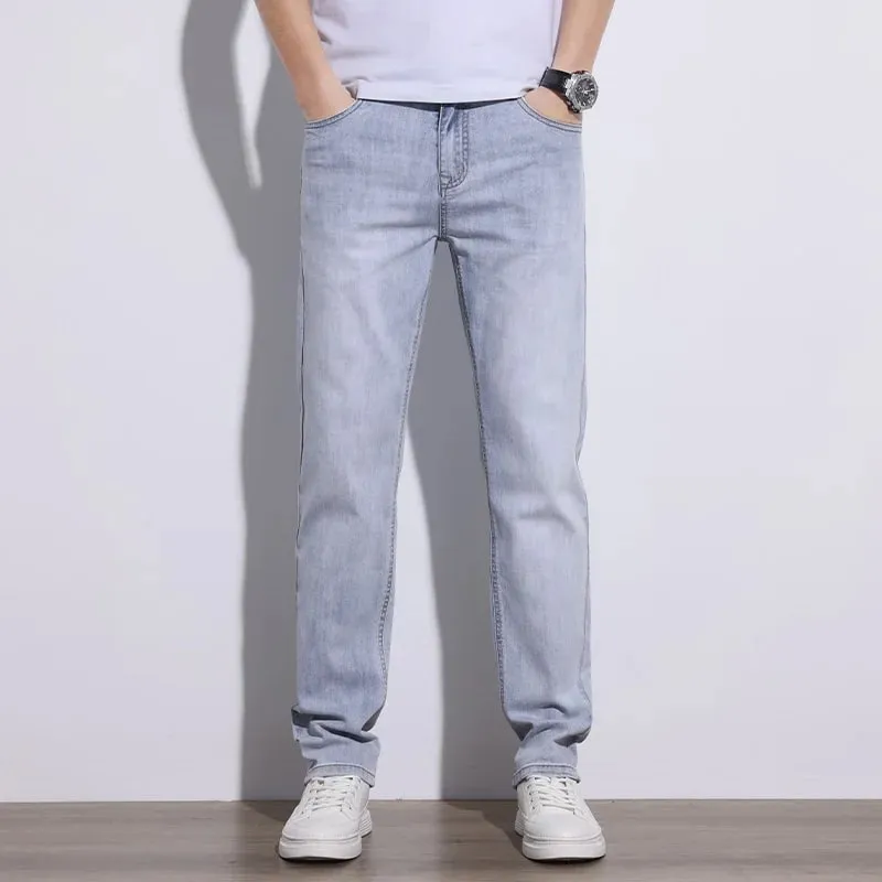 Ανδρικό τζιν Stretch Slim κανονική εφαρμογή Γκρι ανοιχτό μπλε σκούρο μπλε τζιν για άντρες Τζιν παντελόνι Causal Streetwear Ανδρικά ρούχα