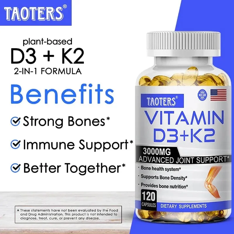 Vitamin D3 & K2 | Bone & Cardiovascular Health Support Immune System Support 120 Capsules