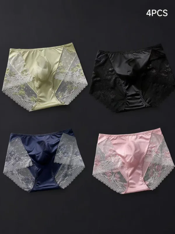 4PCSSexy Mens Seamless Panties Ice Ultra Thin Sports Fitness Bulge Pouch briefs Male Panties Low Waist 3256812832839866