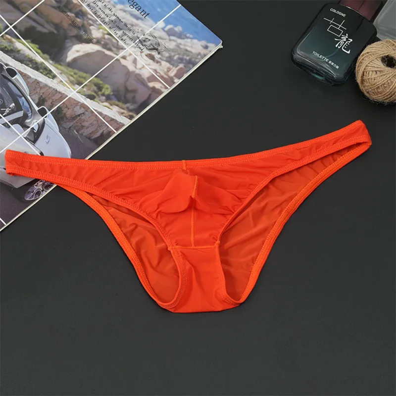 Mens Sexy Low-Waist Briefs Shorts See Through Pouch Underwear Ice Silk Underpant Bikinis Ultra Thin Panties Solid Comf Lingerie — image 15