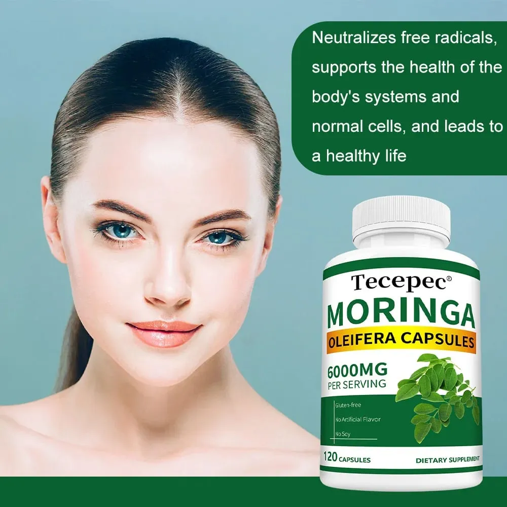 Βιολογικές Κάψουλες Moringa 6000mg Αντιοξειδωτικό Ενισχύει την Ενέργεια και τον Μεταβολισμό Υποστήριξη Ανοσοποιητικού Πεπτικού Υγεία Εγκεφάλου και Καρδιάς — image 6