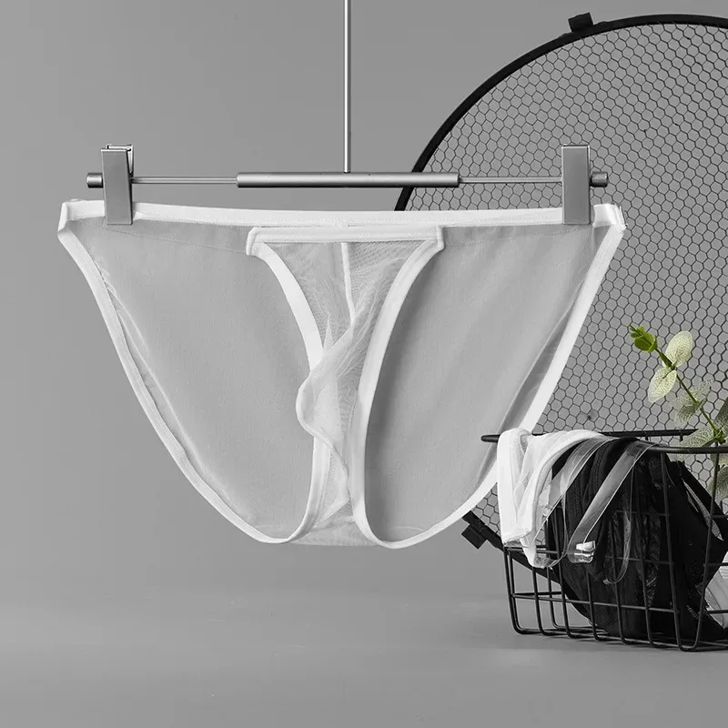 Ropa interior para hombre, calzoncillos transparentes de malla completa sexi, seda fina de hielo, transpirable, cintura baja, ropa interior sexi para hombre — image 2