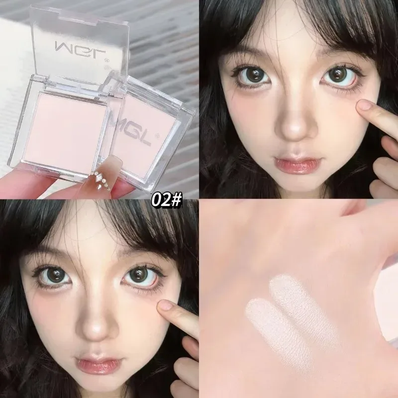 Matte Pure White Face Highlighter Palette Monochrome Pearly Jade Highlighter Eyeshadow Naturally Brightening Contouring Makeup — image 8