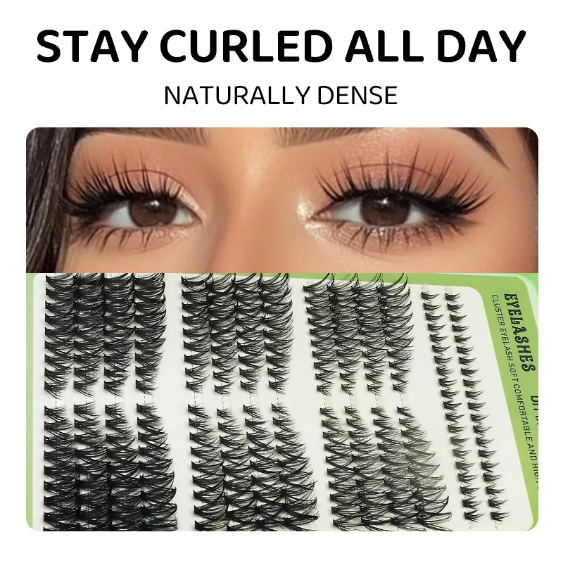 DIY Manga Spiky Cluster Lash Extensions Natural Mega Volume Individual Pre-cut Segmented Vlash for At-home Eye Makeup
